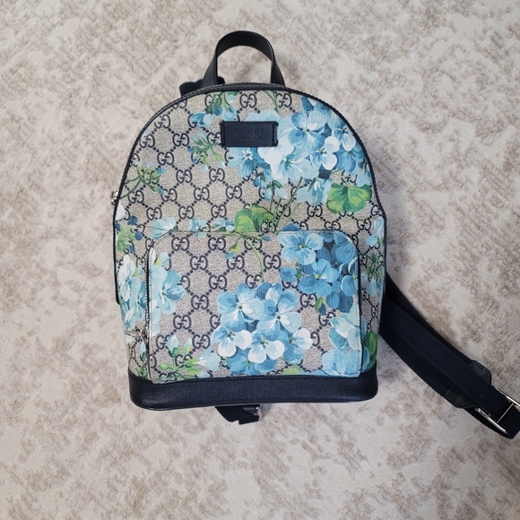 Gucci Backpack GG Supreme Blooms Small Blue - Picture 2 of 7